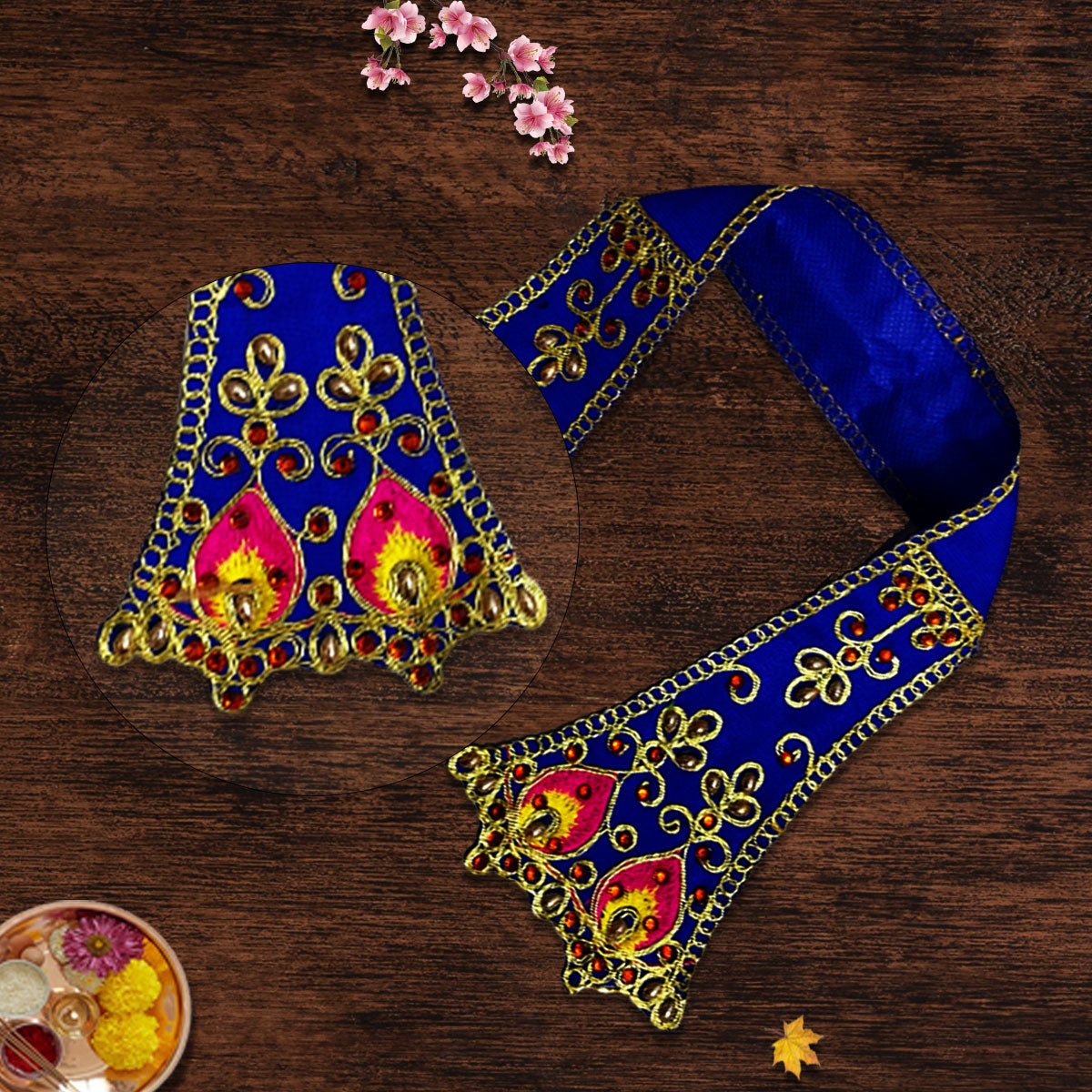 Handmade Embroidery Stonework Dupatta (Blue)