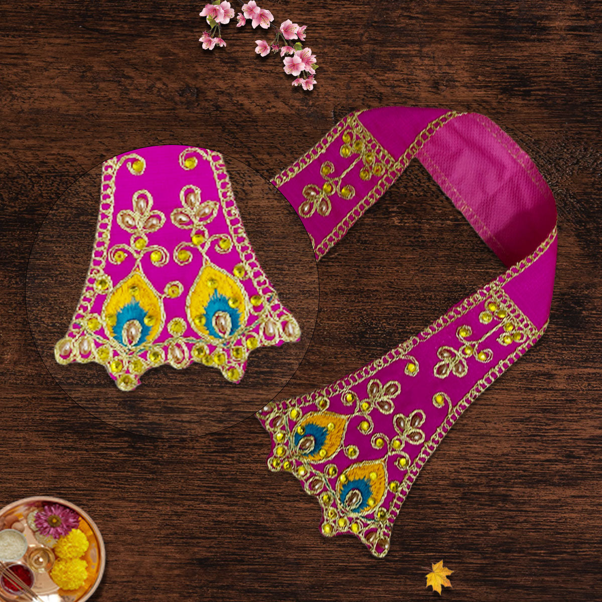 Handmade Embroidery Stonework Dupatta (Pink)