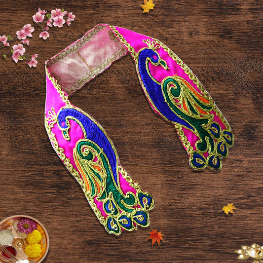 Peacock Theme Pink Embroidery Dupatta