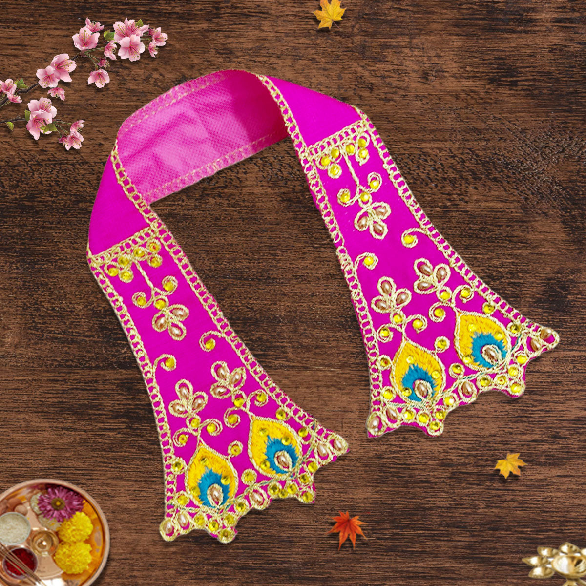 Handmade Embroidery Stonework Dupatta (Pink)