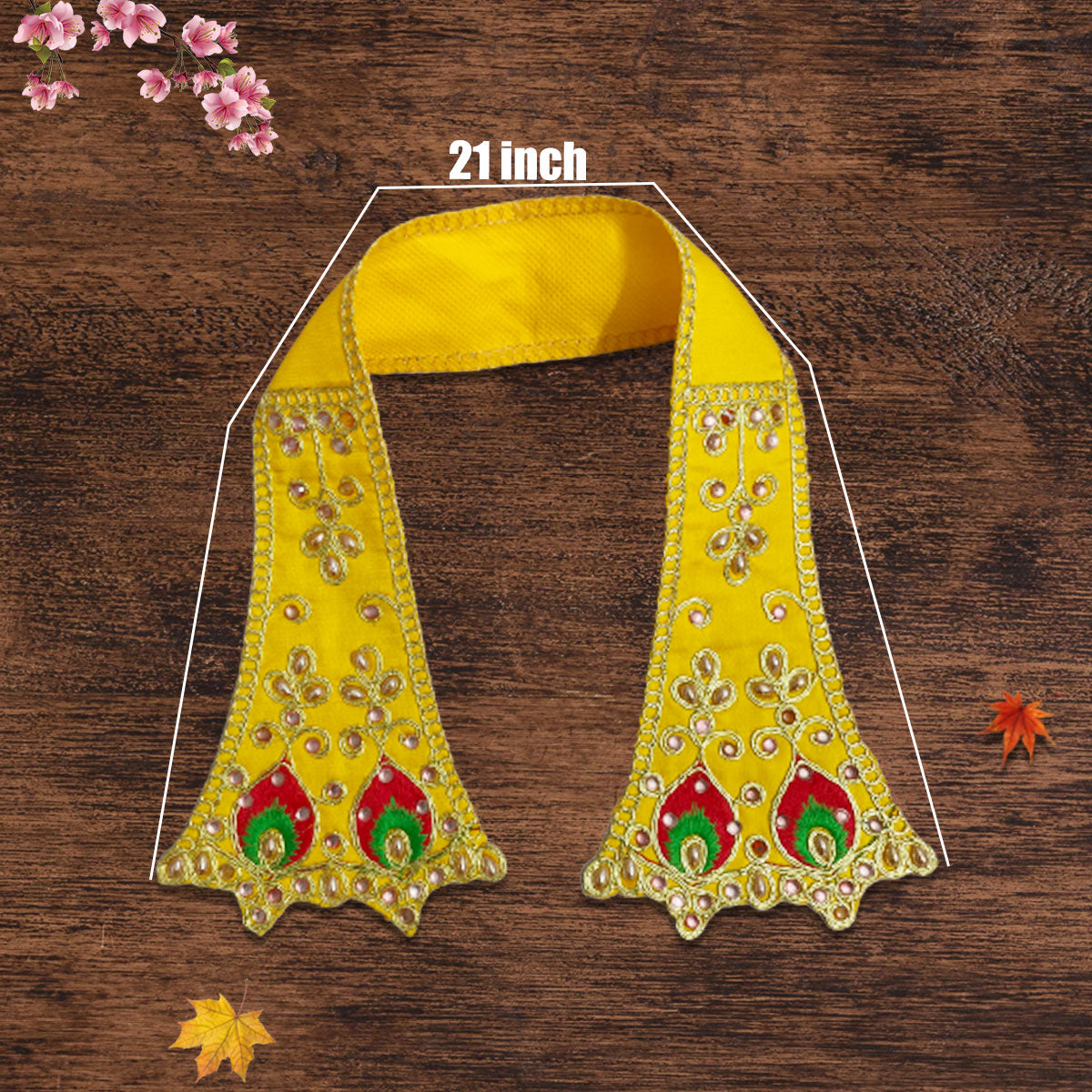 Handmade Embroidery Stonework Dupatta (Yellow)