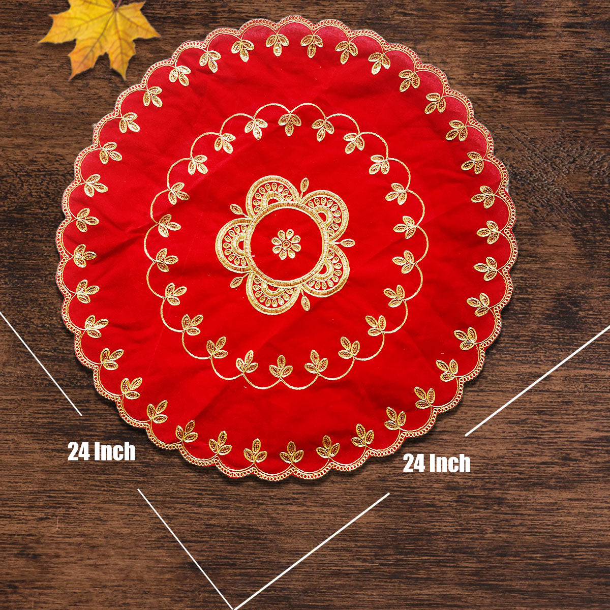 Red Velvet Round Designer Pooja Aasan