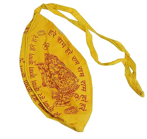 Set of 2 Hare Krishna Yellow Gomukhi japa mala Bag /Tulsi Mala jaap potli Bag Made of cotton material