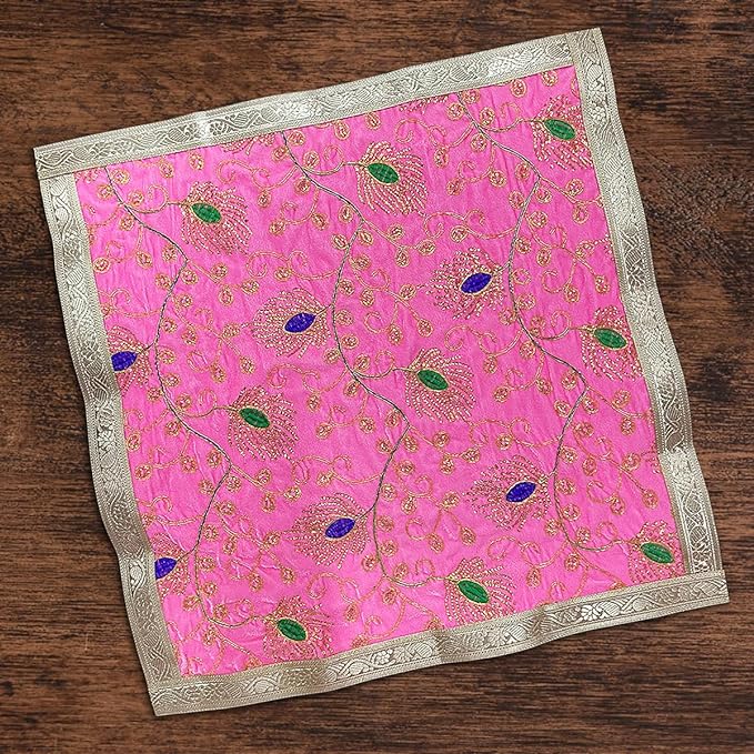 Pink Velvet Chowki Designer Aasan 60 x 60 cm