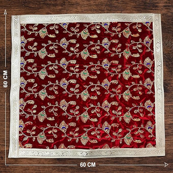 Red Velvet Square Designer Aasan 60 X 60 cm