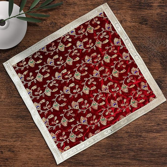 Red Velvet Square Designer Aasan 60 X 60 cm