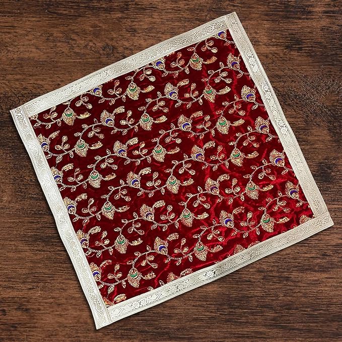 Red Velvet Square Designer Aasan 60 X 60 cm