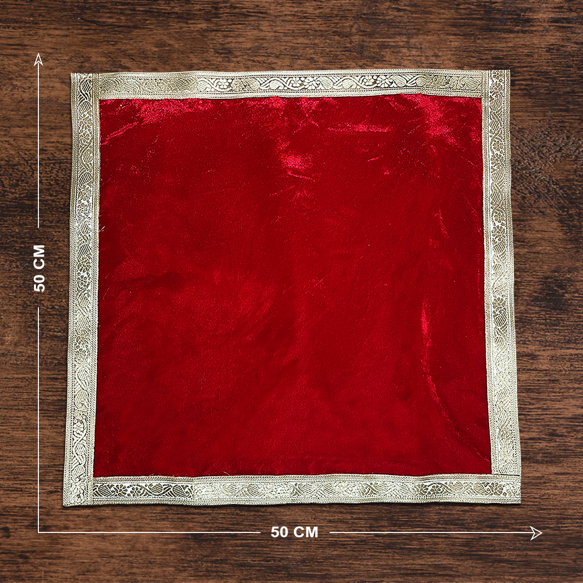 Red Velvet Plain Square Pooja Aasan 60 x 60 cm