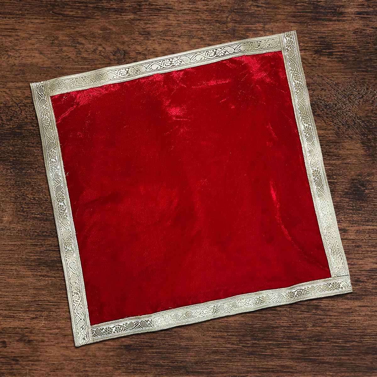 Red Velvet Plain Square Pooja Aasan 60 x 60 cm