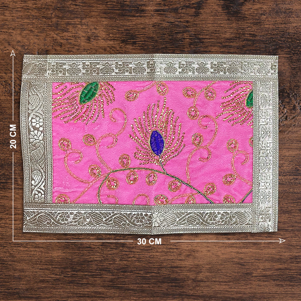 Premium Pink Designer Pooja Aasan 30 X 20 cm