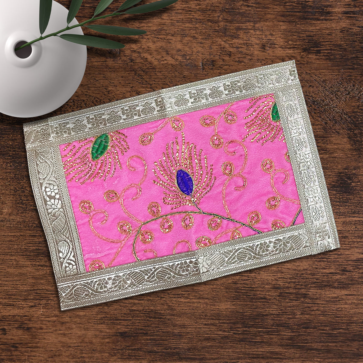 Premium Pink Designer Pooja Aasan 30 X 20 cm