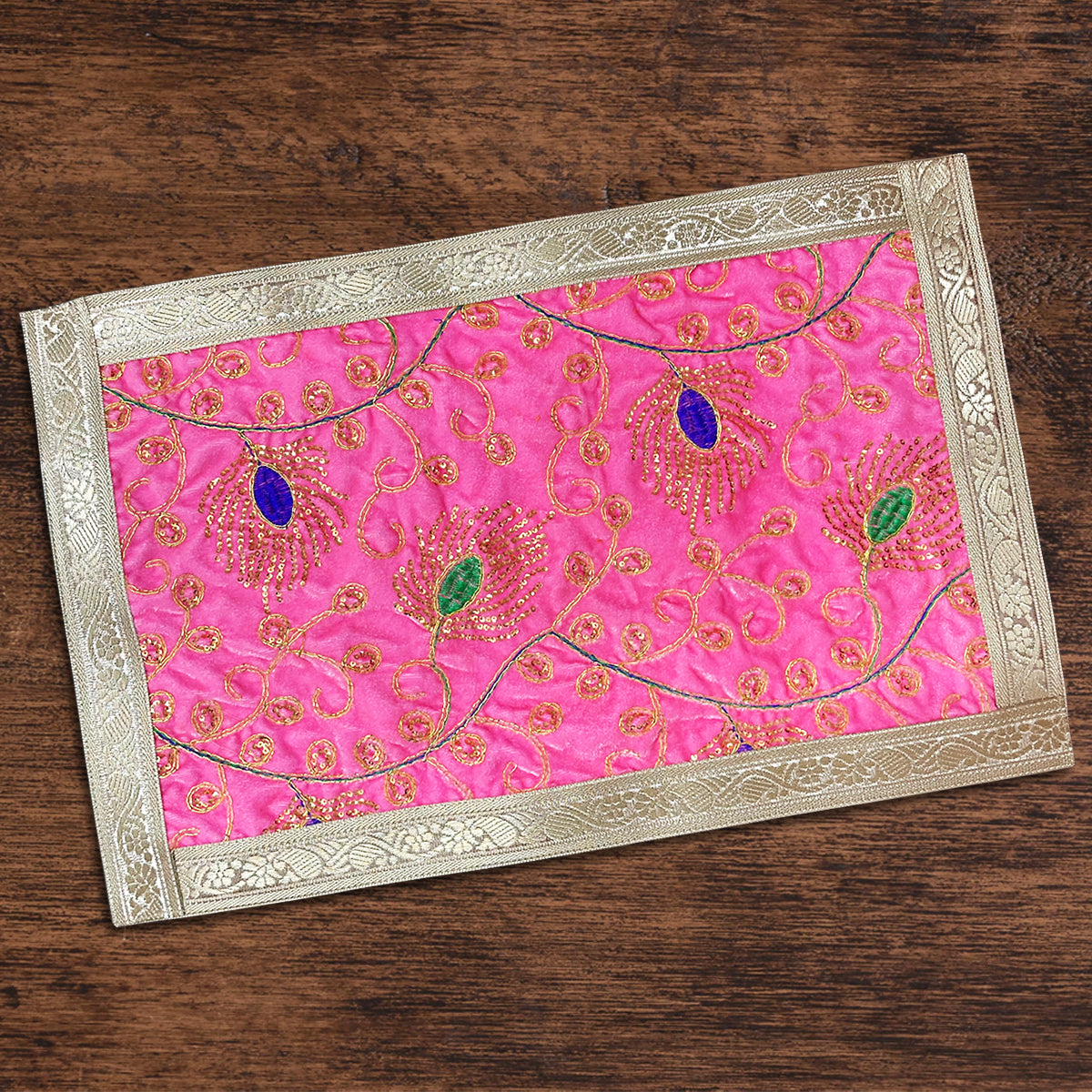 Premium Pink Designer Pooja Aasan 45 X 30 cm