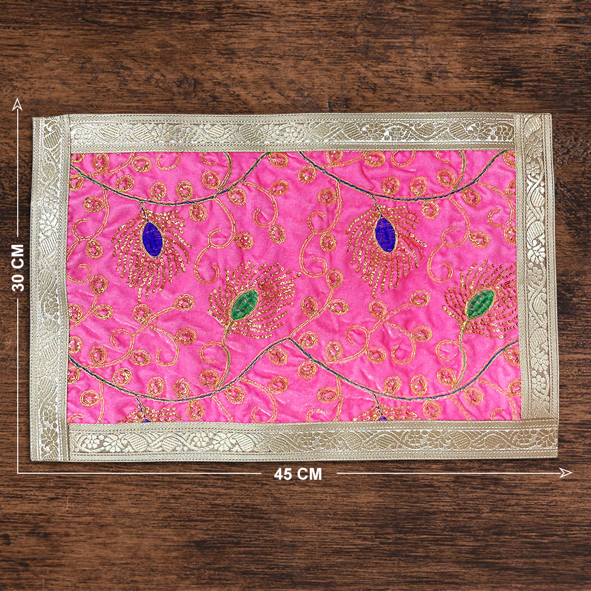 Premium Pink Designer Pooja Aasan 45 X 30 cm