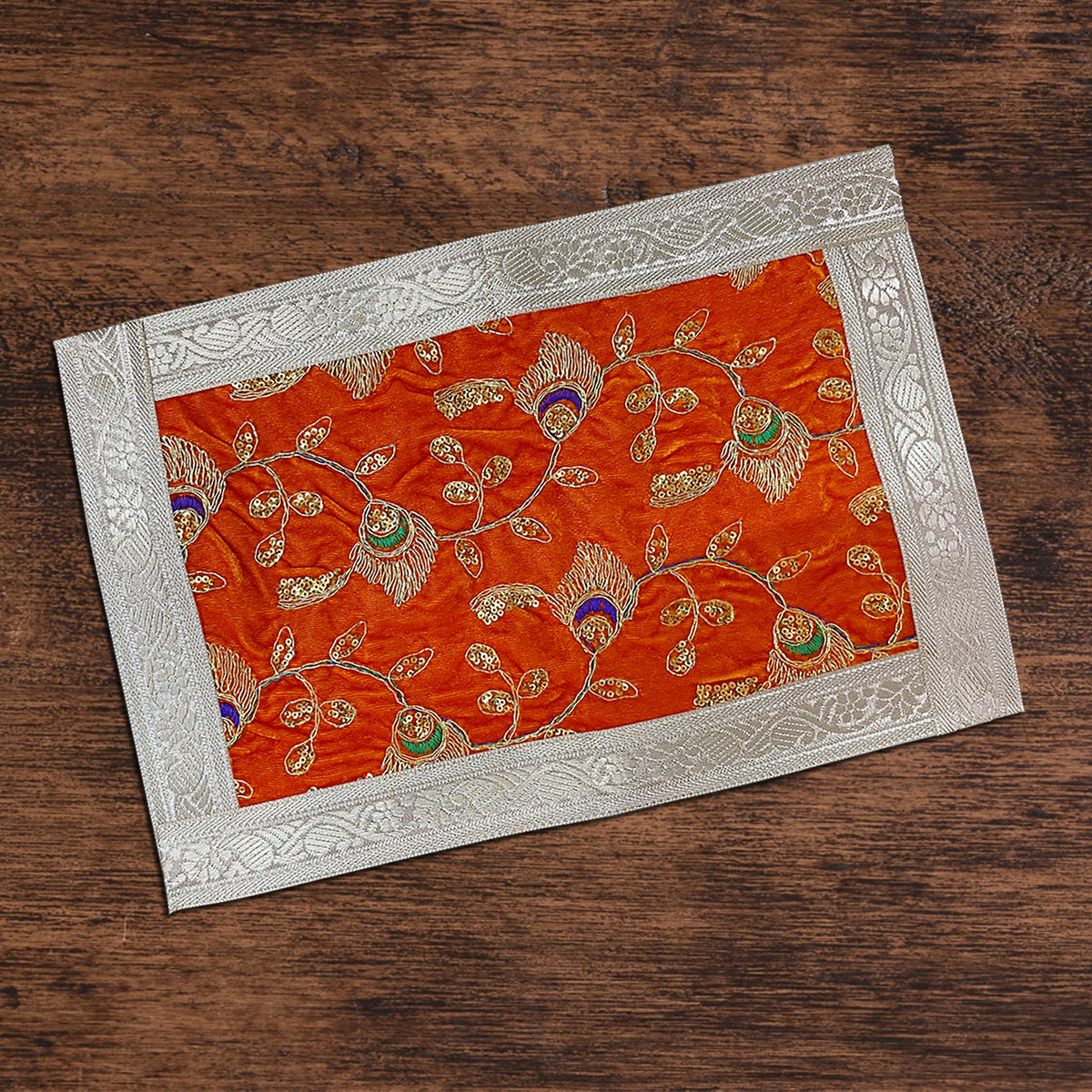 Orange Velvet Designer Pooja Aasan 30 * 20 cm