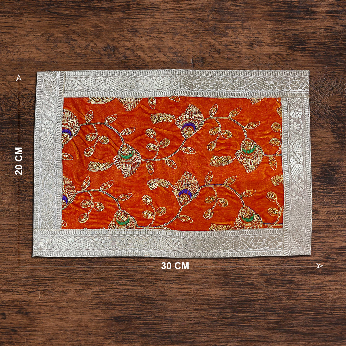 Orange Velvet Designer Pooja Aasan 30 * 20 cm