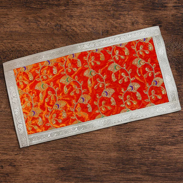 Orange Velvet Designer Pooja Aasan 60 x 30  cm