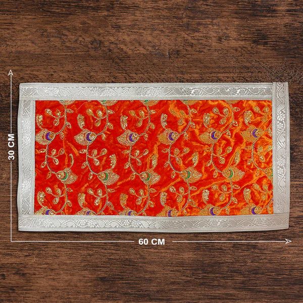 Orange Velvet Designer Pooja Aasan 60 x 30  cm