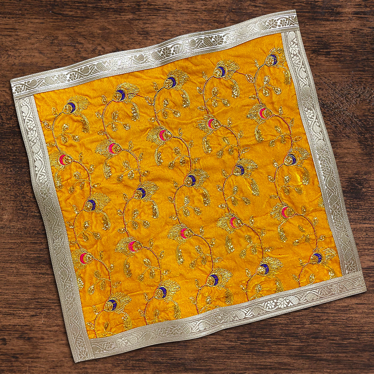 Yellow Velvet Square Designer Aasan 60 x 60 cm