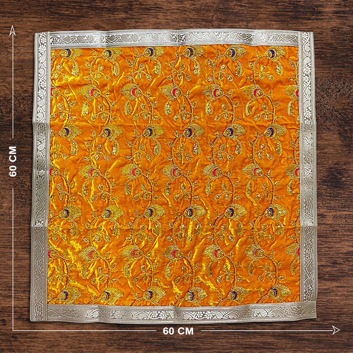 Yellow Velvet Square Designer Aasan 60 x 60 cm