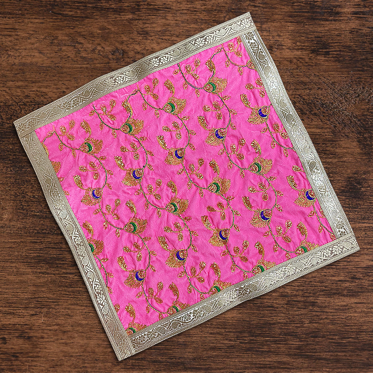 Pink Velvet Chowki Designer Aasan 60 x 60 cm