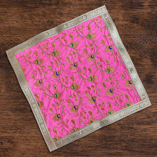 Pink Velvet Chowki Designer Aasan 60 x 60 cm