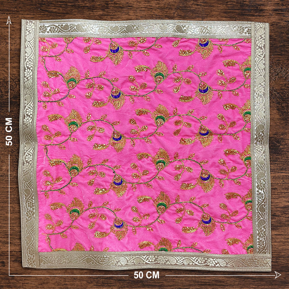 Pink Velvet Chowki Designer Aasan 60 x 60 cm