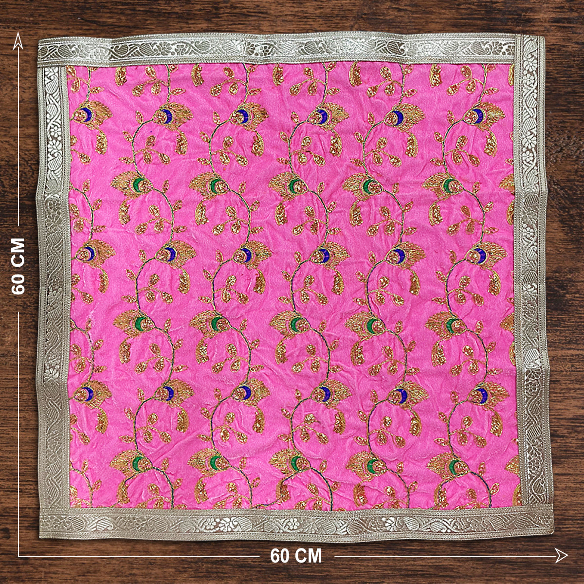 Pink Velvet Chowki Designer Aasan 60 x 60 cm