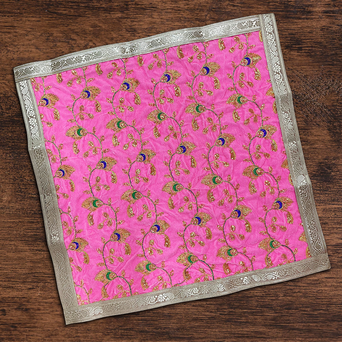 Pink Velvet Chowki Designer Aasan 60 x 60 cm