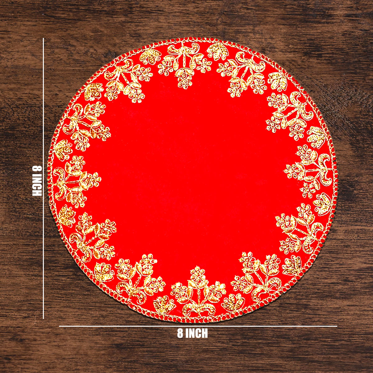 Red Velvet Designer Aasan for Pooja (Round)