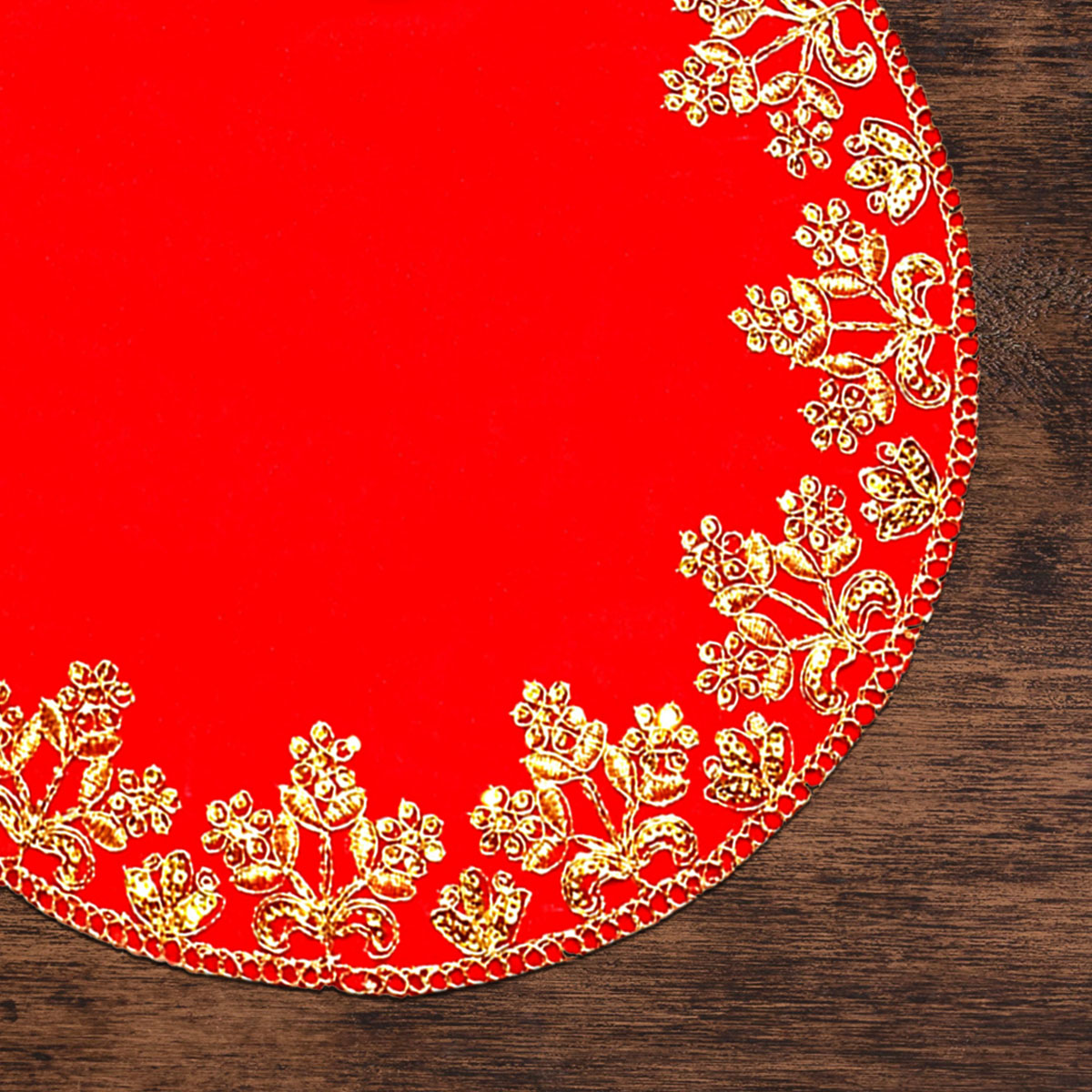 Red Velvet Designer Aasan for Pooja (Round)