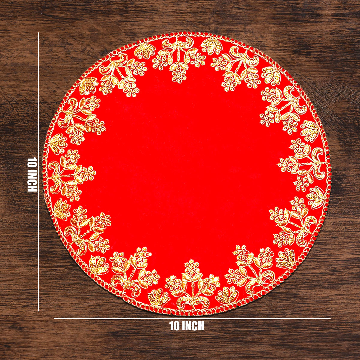 Red Velvet Designer Aasan for Pooja (Round)