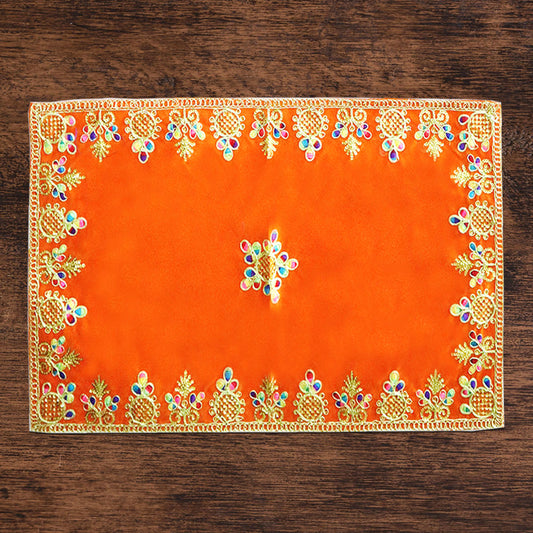 Orange Velvet Embroidery Designer Aasan