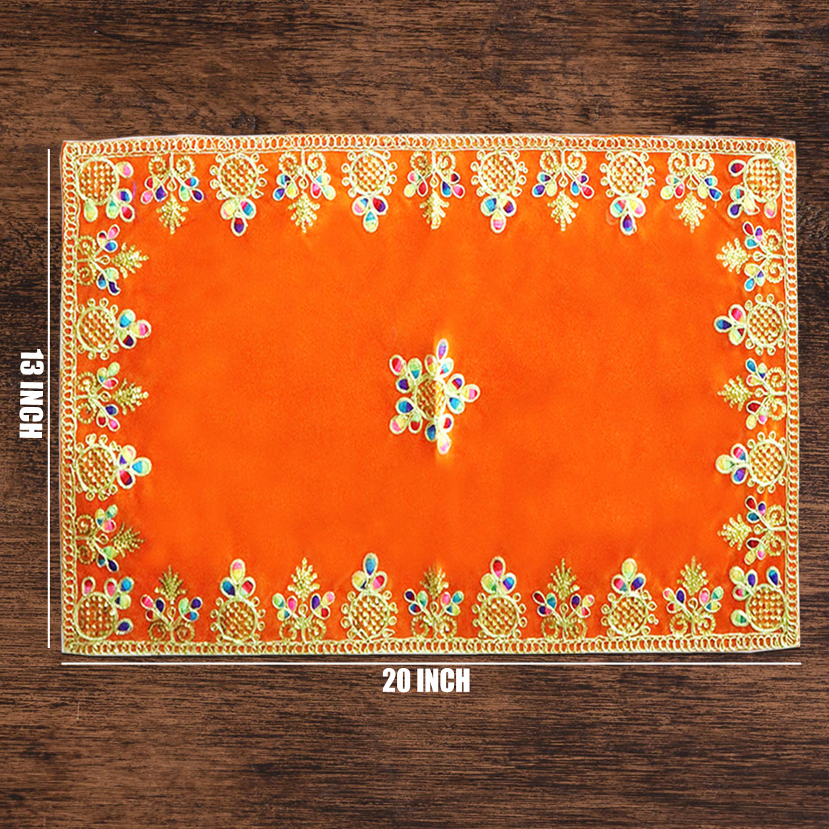 Orange Velvet Embroidery Designer Aasan