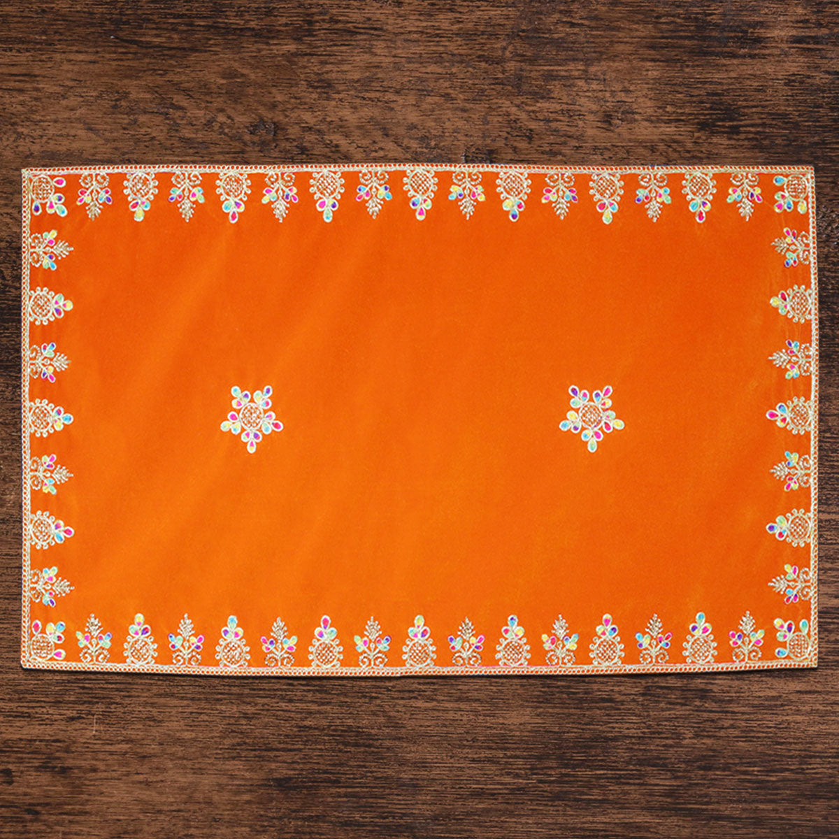 Orange Velvet Embroidery Designer Aasan