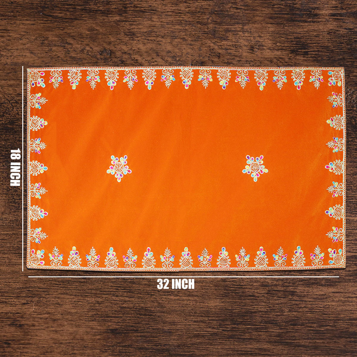 Orange Velvet Embroidery Designer Aasan