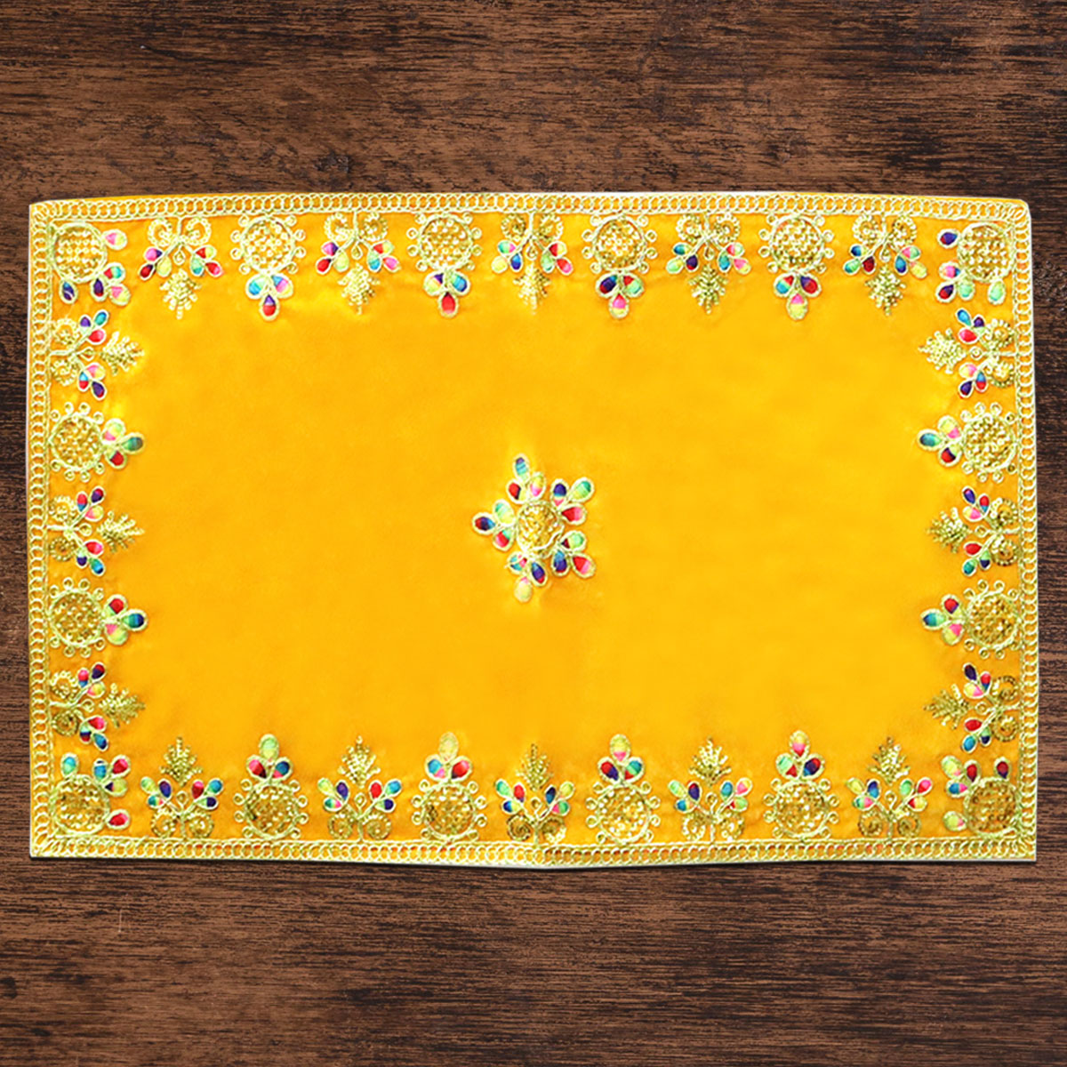 Yellow Velvet Embroidery Designer Aasan