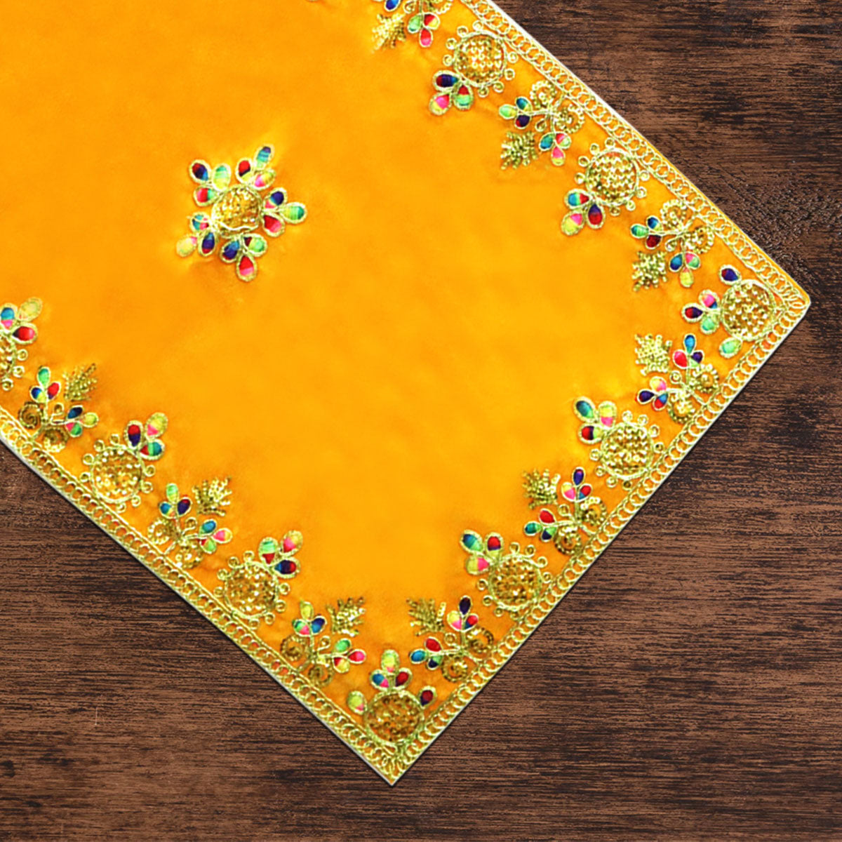 Yellow Velvet Embroidery Designer Aasan