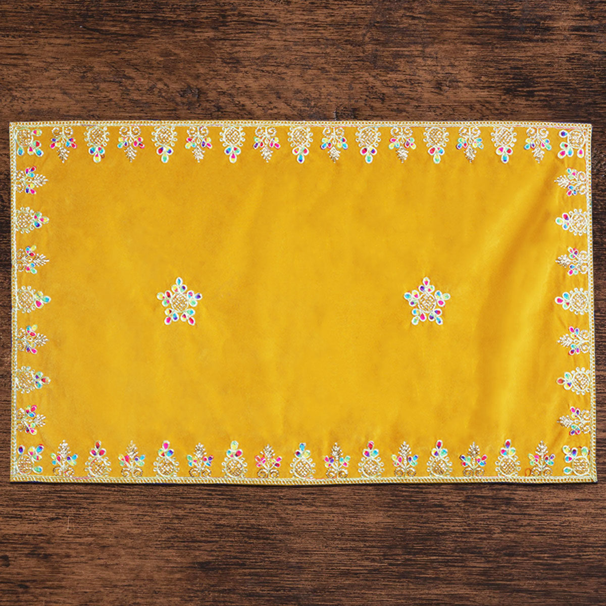 Yellow Velvet Embroidery Designer Aasan