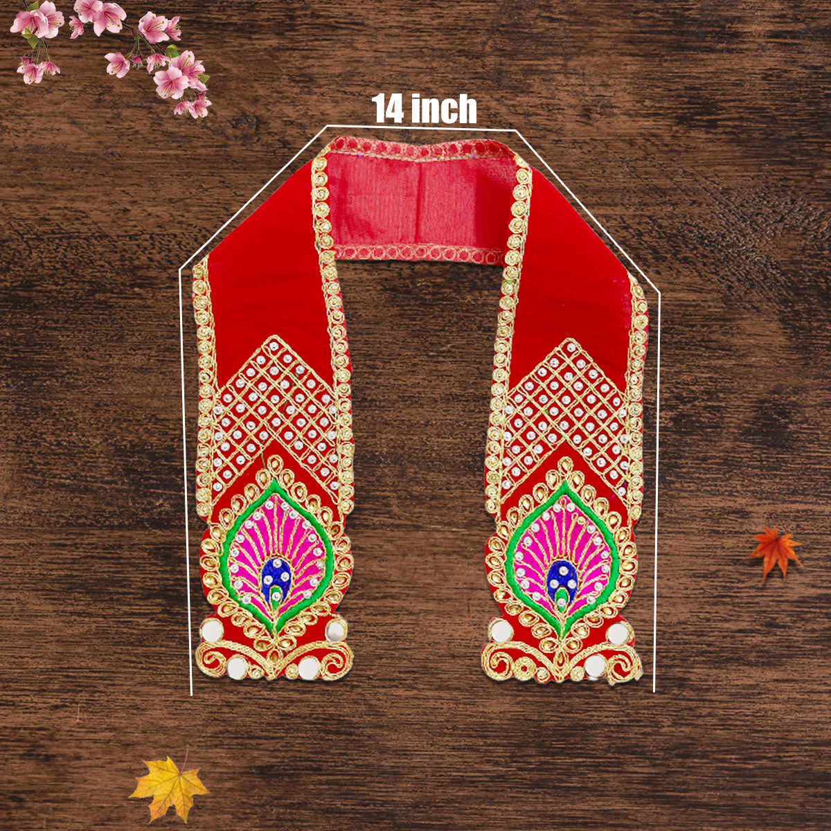 Moti Work Dupatta for Idol | Red