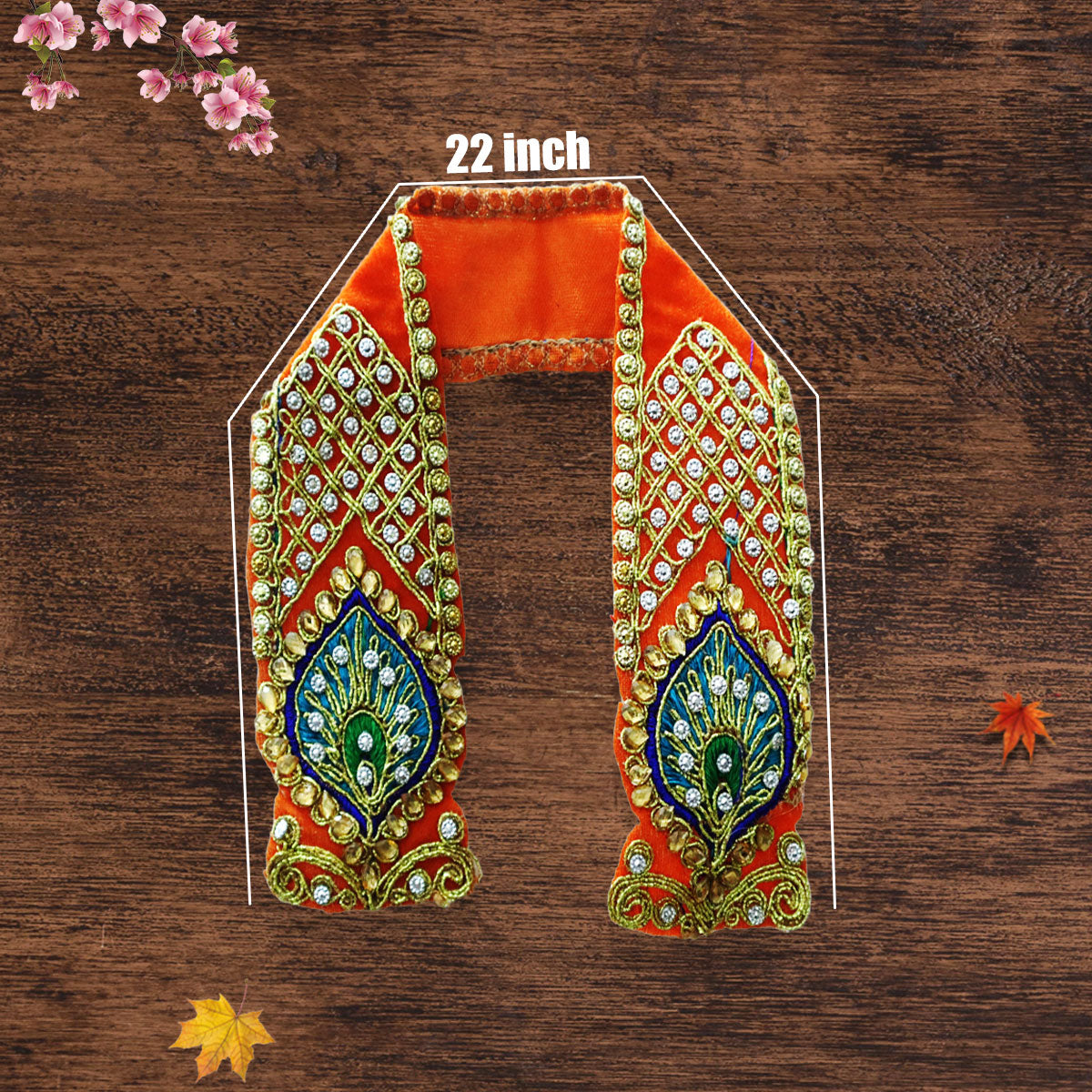 Moti Work Dupatta for Idol | Orange