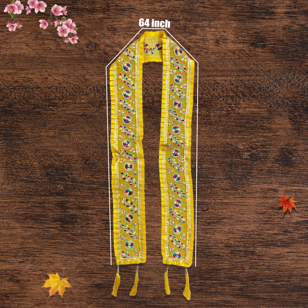 Frills Heavy Work Yellow Dupatta