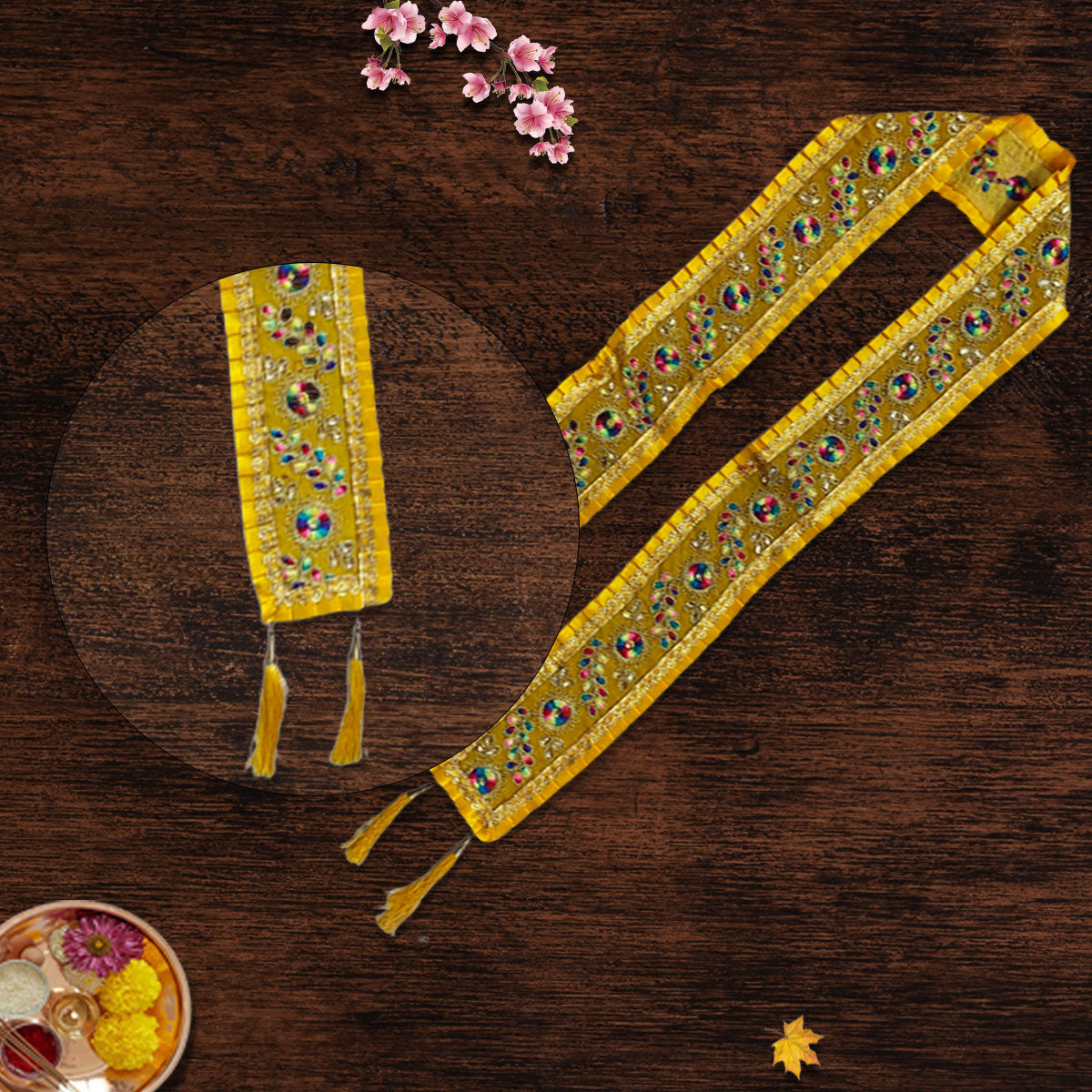 Frills Heavy Work Yellow Dupatta