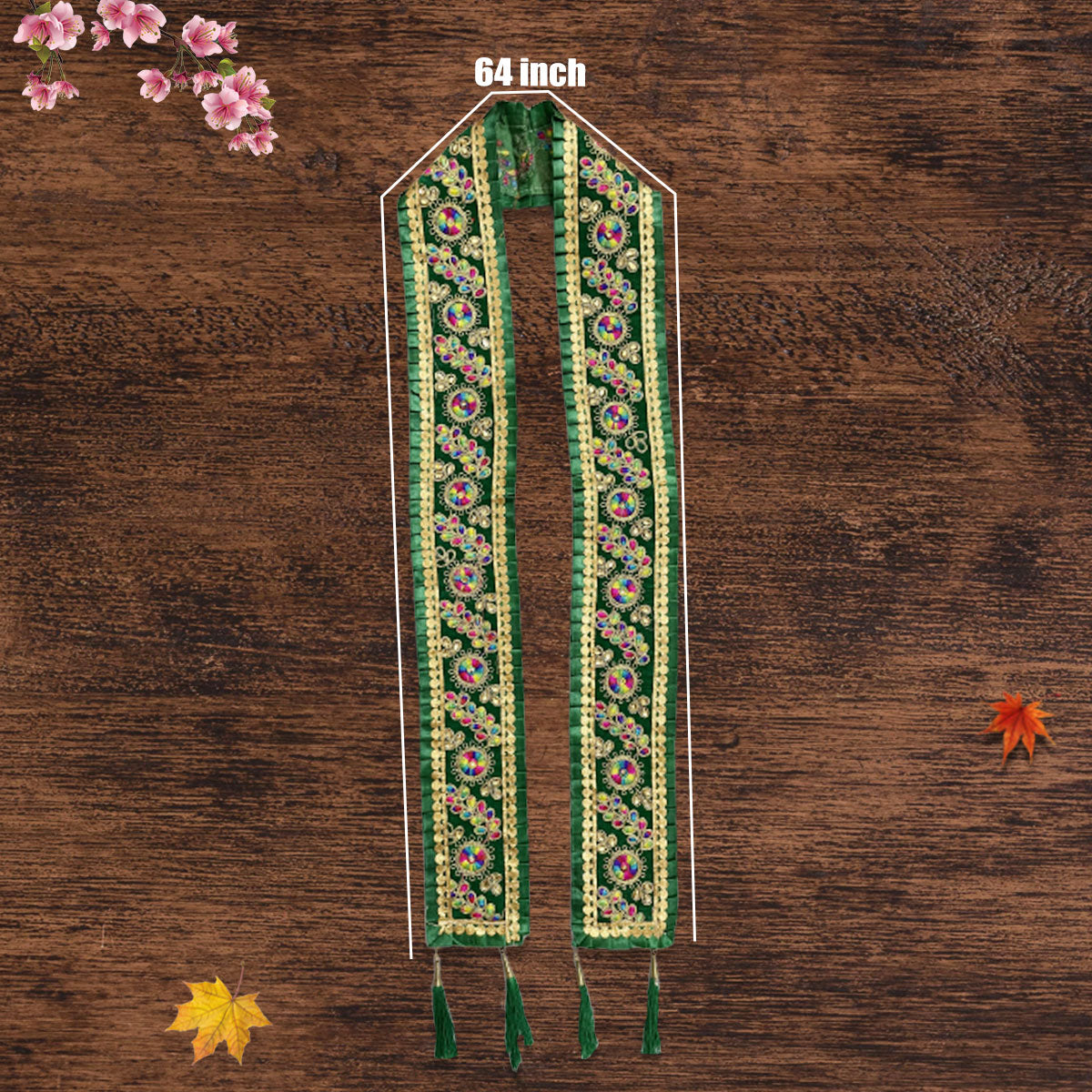 Frills Heavy Work Green Dupatta