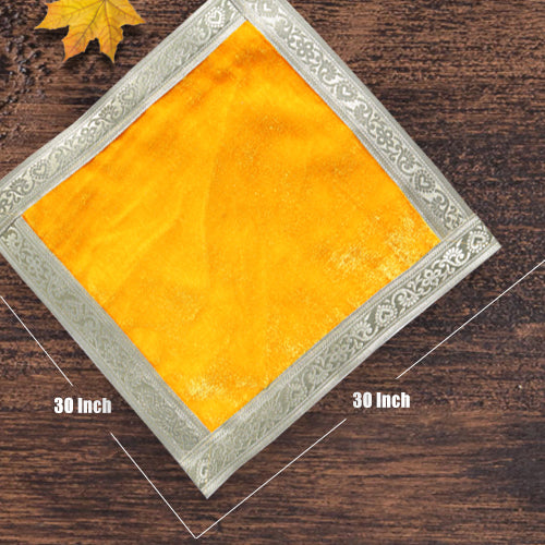 Premium Velvet Pooja Aasan (Yellow, Plain) 12 "