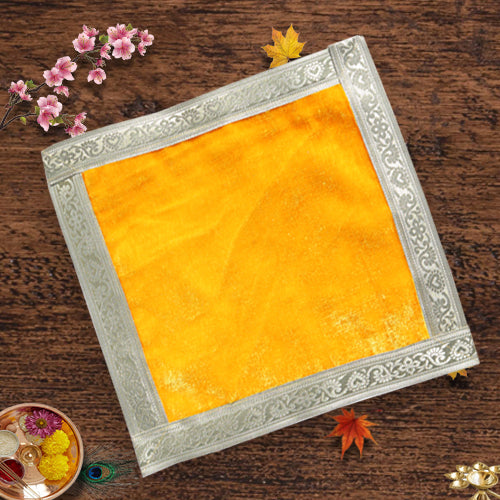 Premium Velvet Pooja Aasan (Yellow, Plain) 12 "