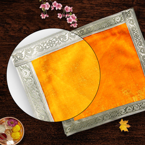 Premium Velvet Pooja Aasan (Yellow, Plain) 12 "